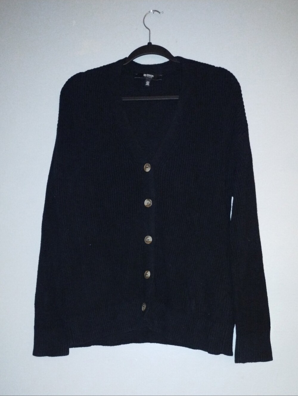 Hudson Jeans Black V-Neck Button Cardigan